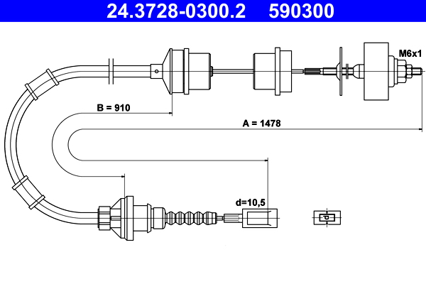 Cavo comando, Comando frizione - 24.3728-0300.2 ATE