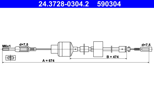 Clutch Cable - 24.3728-0304.2 ATE