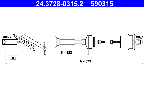 Cavo comando, Comando frizione - 24.3728-0315.2 ATE