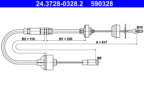 Cavo comando, Comando frizione - 24.3728-0328.2 ATE
