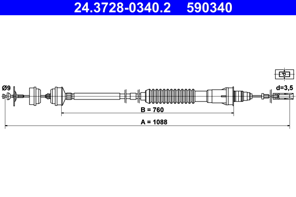 Clutch Cable - 24.3728-0340.2 ATE