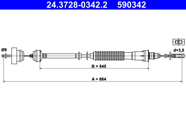 Clutch Cable - 24.3728-0342.2 ATE