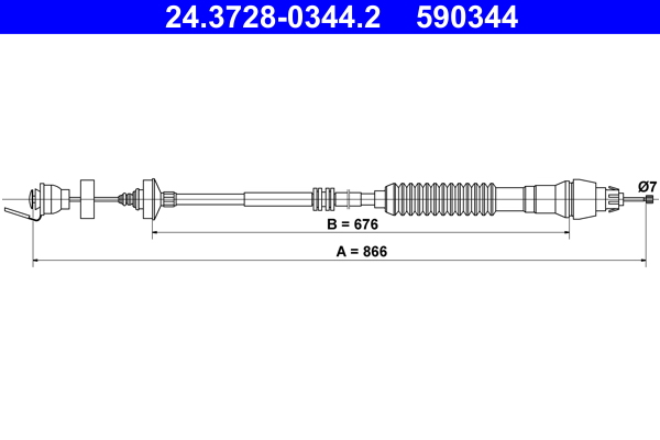 Трос, управление сцеплением - 24.3728-0344.2 ATE