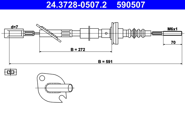 Clutch Cable - 24.3728-0507.2 ATE