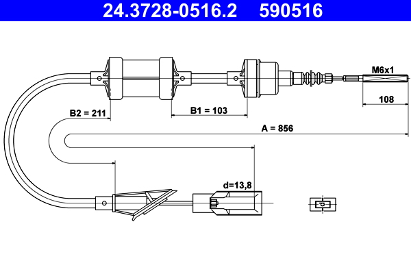 Cavo comando, Comando frizione - 24.3728-0516.2 ATE