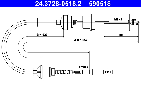 Cavo comando, Comando frizione - 24.3728-0518.2 ATE