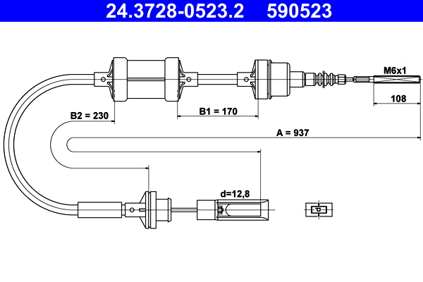 Clutch Cable - 24.3728-0523.2 ATE