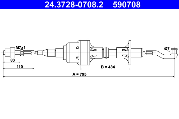 Clutch Cable - 24.3728-0708.2 ATE