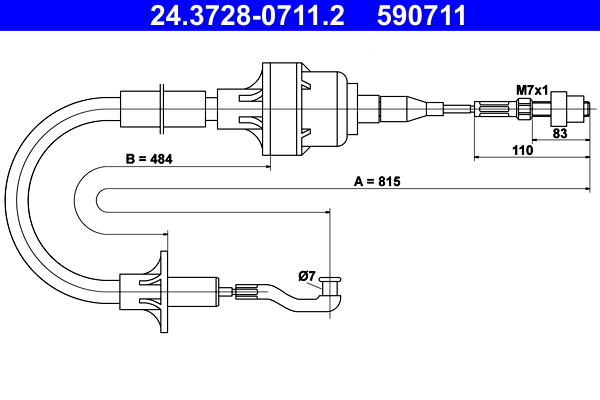 Clutch Cable - 24.3728-0711.2 ATE