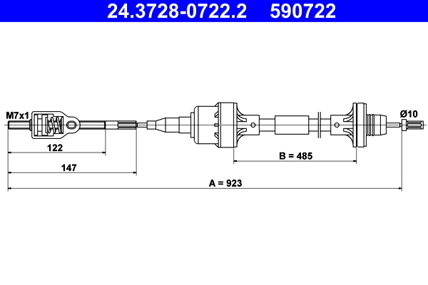 Clutch Cable - 24.3728-0722.2 ATE