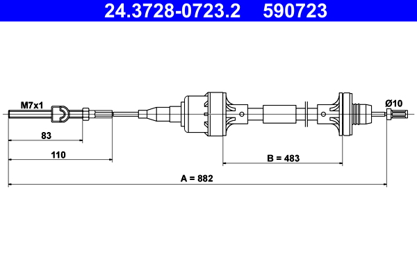 Clutch Cable - 24.3728-0723.2 ATE
