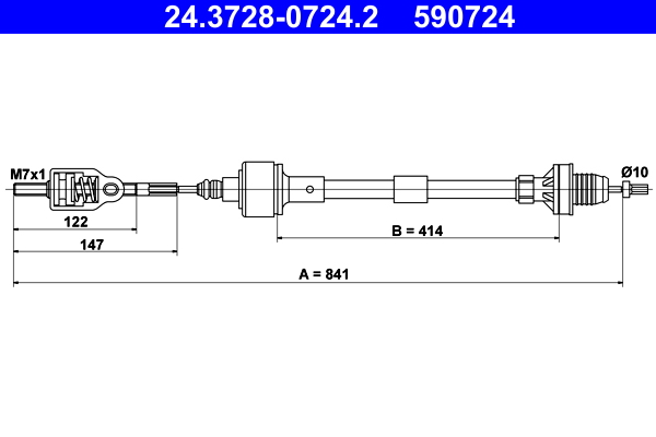 Clutch Cable - 24.3728-0724.2 ATE