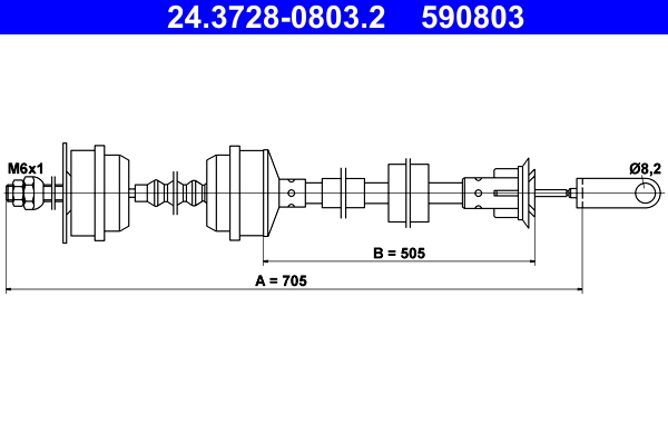 Cavo comando, Comando frizione - 24.3728-0803.2 ATE