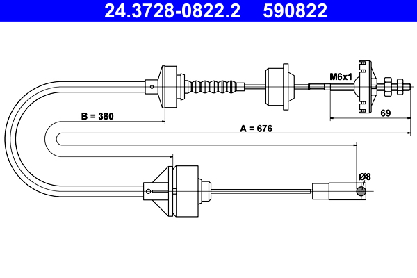 Cavo comando, Comando frizione - 24.3728-0822.2 ATE