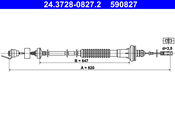 Clutch Cable - 24.3728-0827.2 ATE