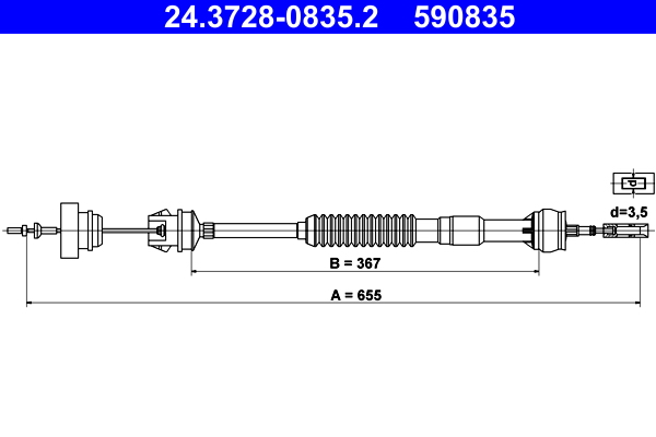 Cavo comando, Comando frizione - 24.3728-0835.2 ATE