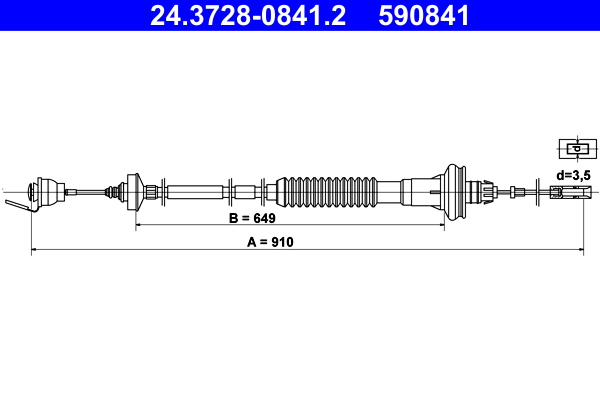 Cavo comando, Comando frizione - 24.3728-0841.2 ATE