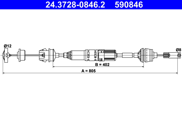 Clutch Cable - 24.3728-0846.2 ATE