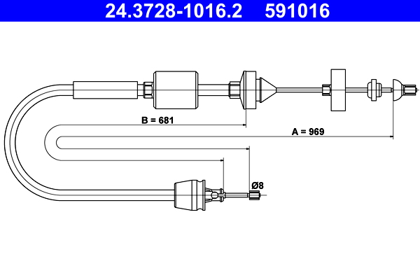 Clutch Cable - 24.3728-1016.2 ATE