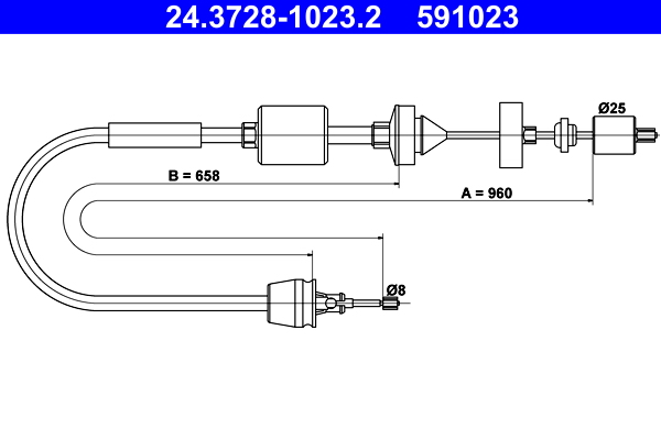 Clutch Cable - 24.3728-1023.2 ATE