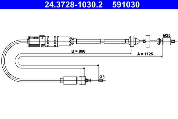 Clutch Cable - 24.3728-1030.2 ATE