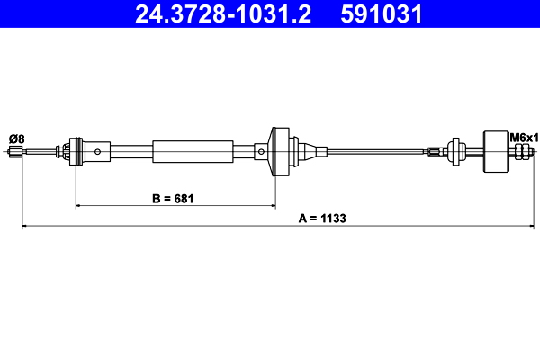 Clutch Cable - 24.3728-1031.2 ATE