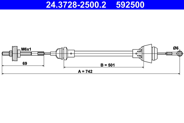 Clutch Cable - 24.3728-2500.2 ATE