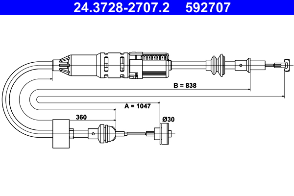 Clutch Cable - 24.3728-2707.2 ATE