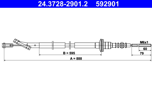 Cavo comando, Comando frizione - 24.3728-2901.2 ATE