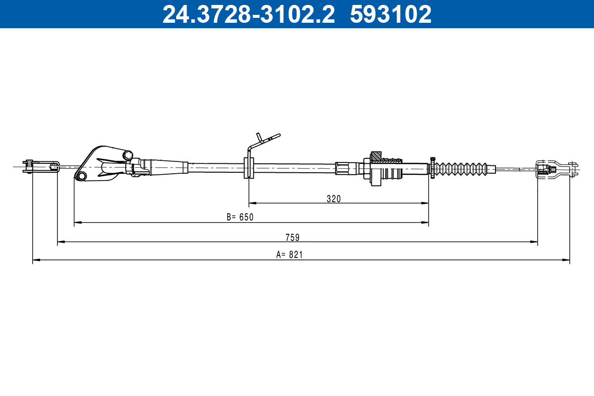 Cavo comando, Comando frizione - 24.3728-3102.2 ATE