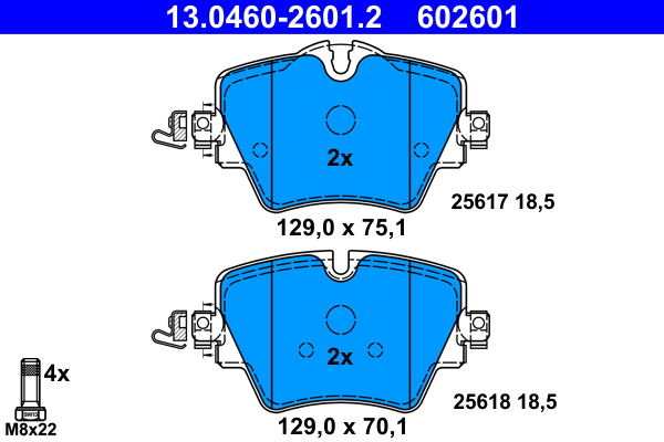 Brake Pad Set, disc brake - 13.0460-2601.2 ATE
