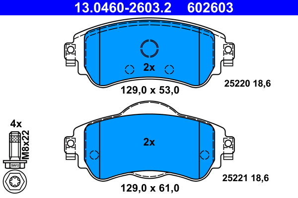 Brake Pad Set, disc brake - 13.0460-2603.2 ATE