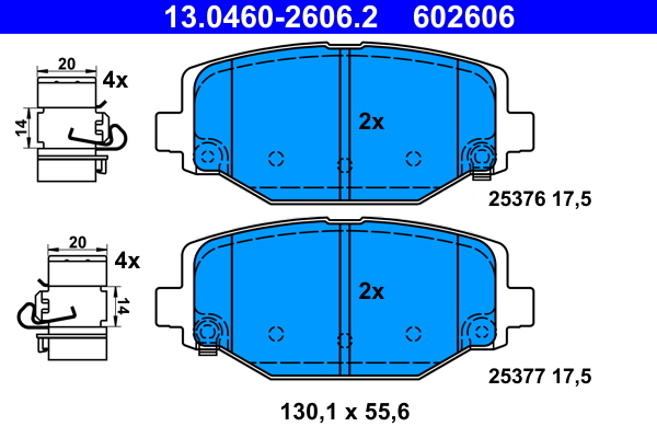 Brake Pad Set, disc brake - 13.0460-2606.2 ATE