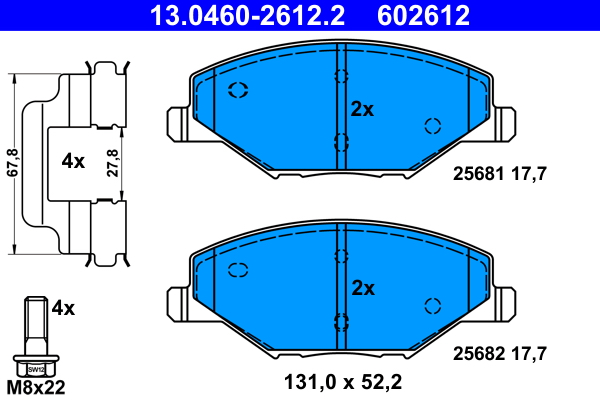 Kit pastiglie freno, Freno a disco - 13.0460-2612.2 ATE