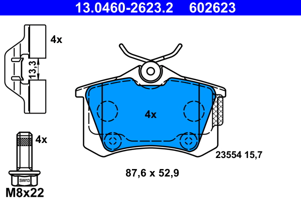 Kit pastiglie freno, Freno a disco - 13.0460-2623.2 ATE