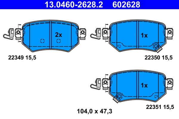 Brake Pad Set, disc brake - 13.0460-2628.2 ATE