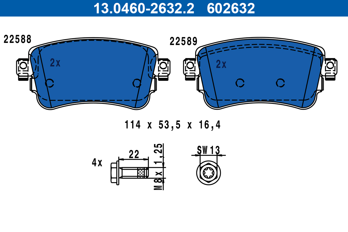 Brake Pad Set, disc brake - 13.0460-2632.2 ATE