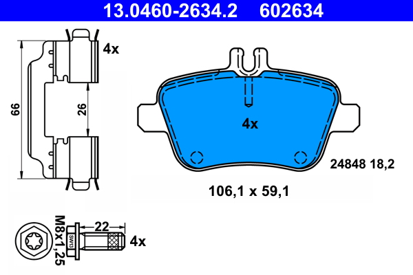 Brake Pad Set, disc brake - 13.0460-2634.2 ATE
