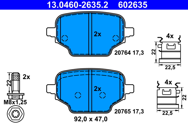 Brake Pad Set, disc brake - 13.0460-2635.2 ATE
