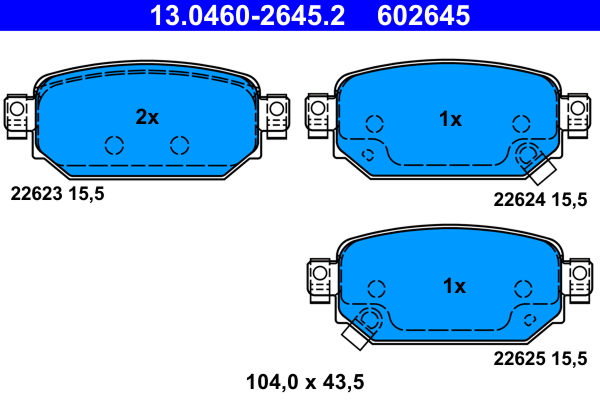 Brake Pad Set, disc brake - 13.0460-2645.2 ATE