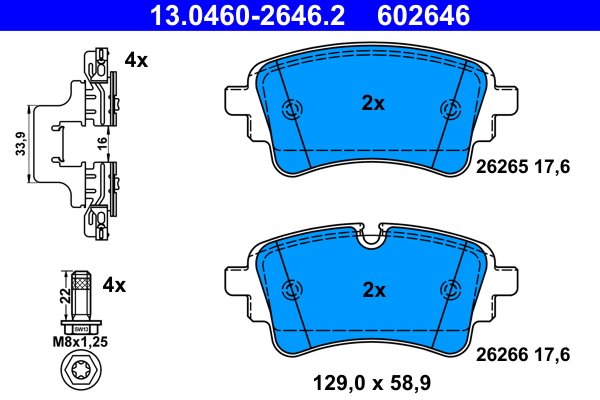 Brake Pad Set, disc brake - 13.0460-2646.2 ATE