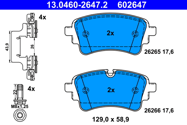 Kit pastiglie freno, Freno a disco - 13.0460-2647.2 ATE