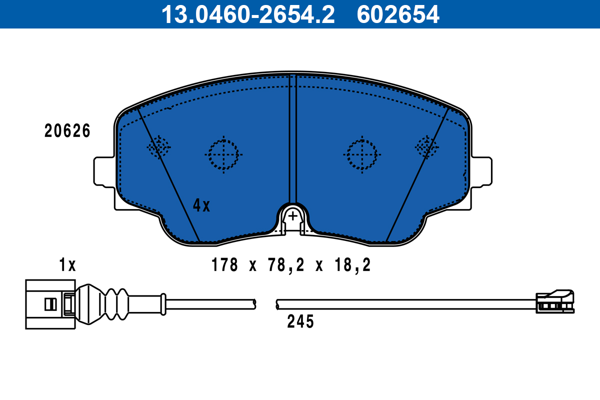 Brake Pad Set, disc brake - 13.0460-2654.2 ATE