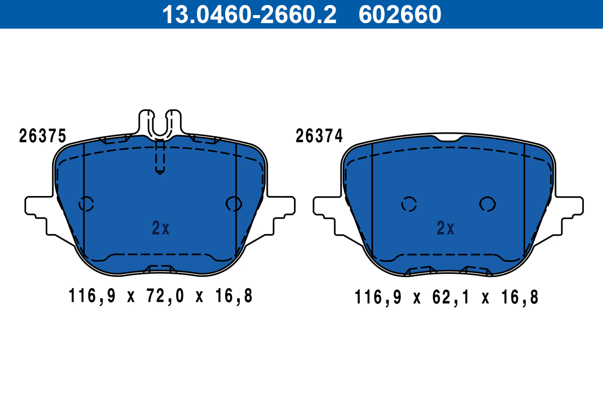 Brake Pad Set, disc brake - 13.0460-2660.2 ATE