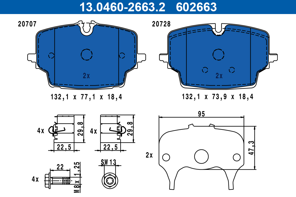 Kit pastiglie freno, Freno a disco - 13.0460-2663.2 ATE