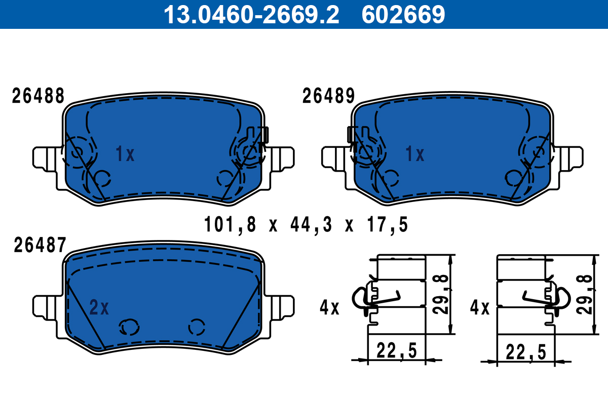 Brake Pad Set, disc brake - 13.0460-2669.2 ATE