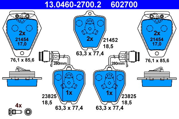 Kit pastiglie freno, Freno a disco - 13.0460-2700.2 ATE