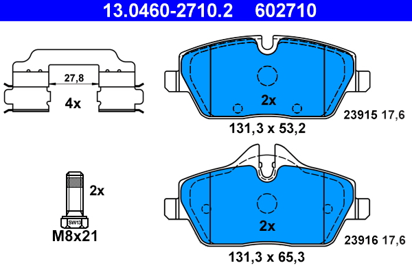 Brake Pad Set, disc brake - 13.0460-2710.2 ATE