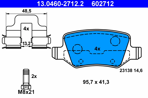Brake Pad Set, disc brake - 13.0460-2712.2 ATE