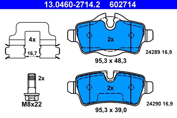 Brake Pad Set, disc brake - 13.0460-2714.2 ATE